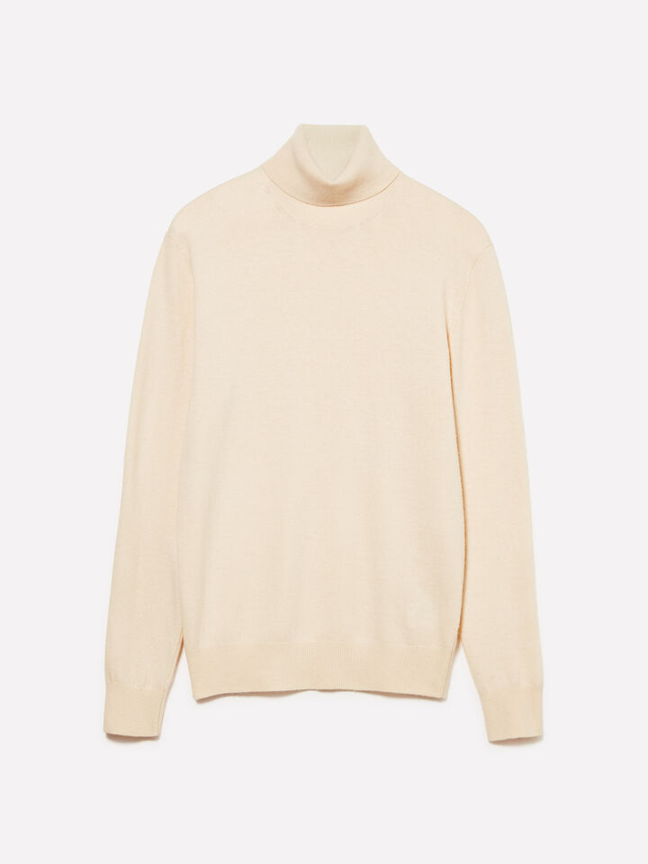 Maglia beige regular fit con collo alto - maglie collo alto da uomo - Vaniglia | Sisley image number 1